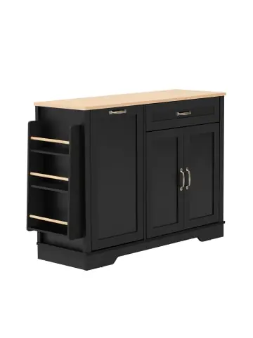 Begrenztes Angebot ABRIHOME Sideboard in Schwarz mit 3 Türen und 1 Schublade ausziehbaren Regalen günstig kaufen | limango