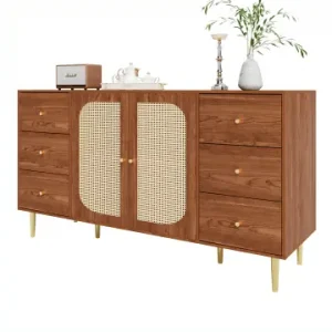 Gratis Versand ABRIHOME Sideboard in Braun mit Rattantüren und 6 Schubladen 160x40x90 cm günstig kaufen | limango