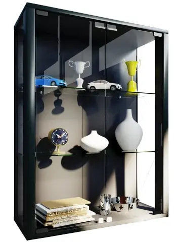 Günstig ebuy24 Vitrinenschrank Udina Schwarz 60 x 25 cm günstig kaufen | limango