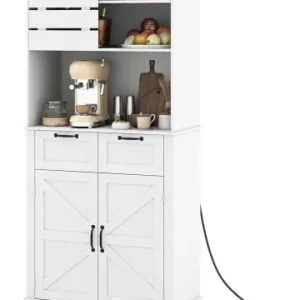 Online Kaufen COSTWAY Küchenschrank mit Steckdose 80 x 40 x 180 cm in Weiß günstig kaufen | limango