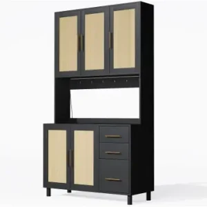 Neu ABRIHOME Küchenschrank mit LED 2 USB und 3 Schubladen 183cm in Schwarz günstig kaufen | limango