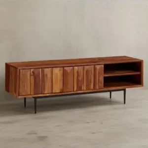 Geprüft KADIMA DESIGN Lowboard Massivholz 123x42x35 cm TV-Kommode mit zwei Türen, günstig kaufen | limango