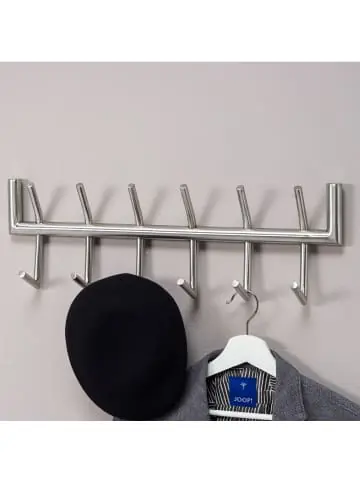 Preis Gesenkt KADIMA DESIGN Wandgarderobe Metall Silber 60x19x10 cm Design Flurgarderobe Stahl, günstig kaufen | limango