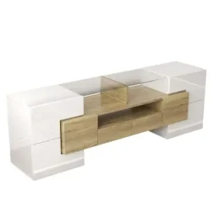 Markenware ABRIHOME TV-Schrank in Braun Hochglanz 145 cm mit LED Beleuchtung und Glasoberfläche günstig kaufen | limango