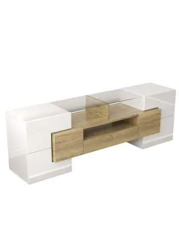 Markenware ABRIHOME TV-Schrank in Braun Hochglanz 145 cm mit LED Beleuchtung und Glasoberfläche günstig kaufen | limango