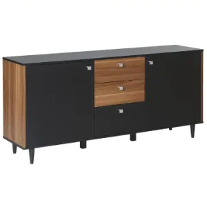 Beliani Sideboard KURO in Schwarz/Braun - (W) 160 x (H) 74 x (L) 40 cm günstig kaufen | limango Preiswert