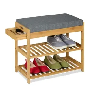 relaxdays Schuhbank in Natur/ Grau - (B)55 x (H)49 x (T)30 cm günstig kaufen | limango Knallerangebot