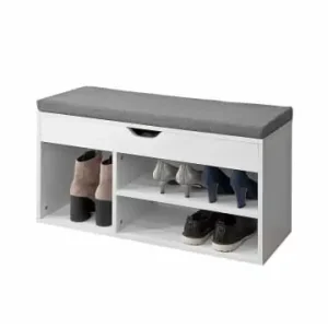Jetzt Kaufen SoBuy Schuhbank in weiß und grau - (B)80 x (H)46 x (T)30 cm günstig kaufen | limango