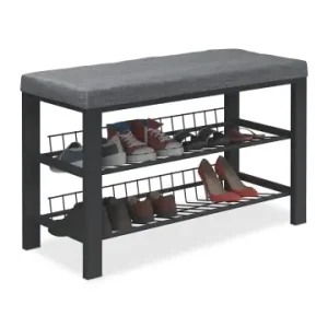 relaxdays Schuhbank in Dunkelgrau/ Schwarz - (B)82 x (H)50,5 x (T)33 cm günstig kaufen | limango Kostenloser Rückversand