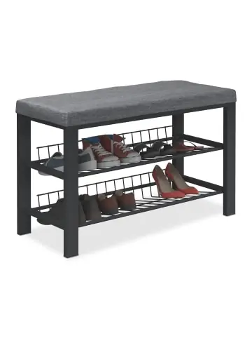 relaxdays Schuhbank in Dunkelgrau/ Schwarz - (B)82 x (H)50,5 x (T)33 cm günstig kaufen | limango Kostenloser Rückversand