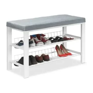relaxdays Schuhbank in Grau/ Weiß - (B)82 x (H)50,5 x (T)33 cm günstig kaufen | limango Garantierte Lieferung