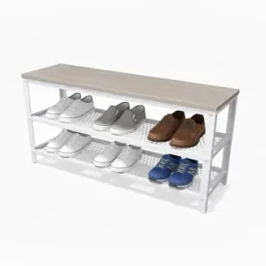 Gratis Versand relaxdays Schuhbank in Hellbraun/ Weiß - (B)100 x (H)45 x (T)30 cm günstig kaufen | limango