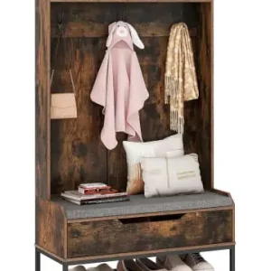 COSTWAY Garderobenständer mit Sitzbank 90 x 38,5 x 170 cm in Braun günstig kaufen | limango Mega-Angebot