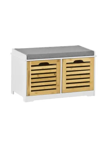 Garantierte Lieferung SoBuy Schuhbank in weiß undnatur - (B)71 x (H)34 x (T)44 cm günstig kaufen | limango