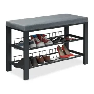 Wochenendangebot relaxdays Schuhbank in Grau/ Schwarz - (B)82 x (H)50,5 x (T)33 cm günstig kaufen | limango