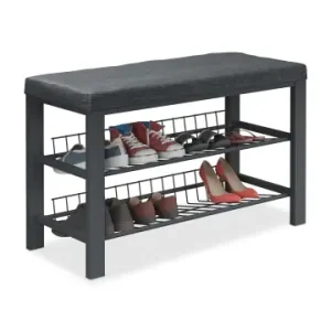 Rabatt relaxdays Schuhbank in Schwarz - (B)82 x (H)50,5 x (T)33 cm günstig kaufen | limango