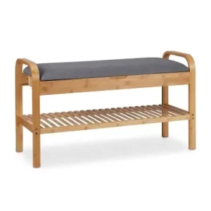 Gratis Versand relaxdays Schuhbank in Natur/ Grau - (B)90 x (H)50 x (T)33 cm günstig kaufen | limango