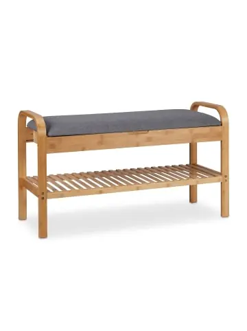 Gratis Versand relaxdays Schuhbank in Natur/ Grau - (B)90 x (H)50 x (T)33 cm günstig kaufen | limango