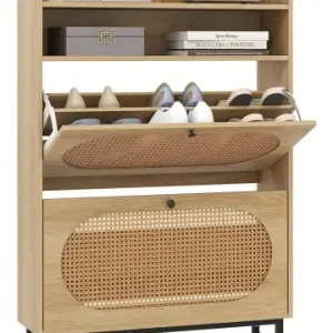 Ausverkauf COSTWAY Schuhschrank 2 Klappen in Hellbraun günstig kaufen | limango