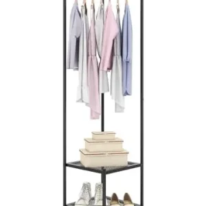 Billig COSTWAY Eck-Garderobenständer Metall in Schwarz günstig kaufen | limango