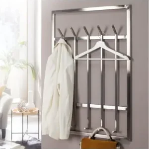 Schneller Versand KADIMA DESIGN Wandgarderobe Metall Silber 60x100x7,5cm Design Flurgarderobe Stahl günstig kaufen | limango