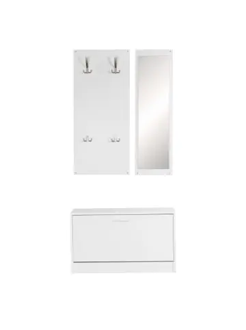 Kostenloser Versand KADIMA DESIGN Wand-Garderobe SALERNO mit Spiegel & Schuhschrank Spanplatte weiß in Weiß günstig kaufen | limango