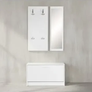 KADIMA DESIGN Wandgarderobe DELFT mit Spiegel, Weiß, 8 Paar Schuhe, 10 Haken in Weiß günstig kaufen | limango Neuheit