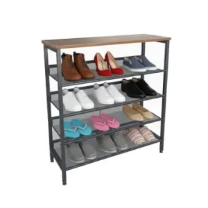 Neu Im Sortiment relaxdays Schuhregal in Schwarz/Braun - (B)80 x (H)85 x (T)30 cm günstig kaufen | limango