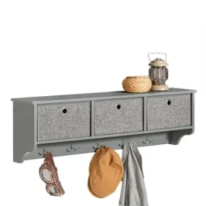 SoBuy Wandgarderobe in Hellgrau - (B)100 x (H)31 x (T)20cm günstig kaufen | limango Preisreduziert
