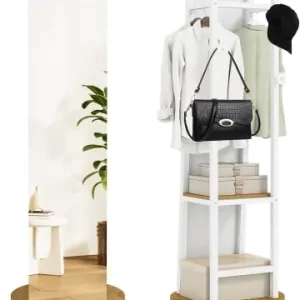 COSTWAY 2 in 1 Garderobenständer mit Spiegel in Hellbraun günstig kaufen | limango Solange Der Vorrat Reicht