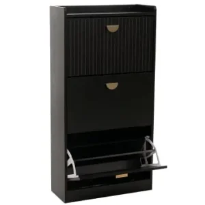 MCW Schuhschrank O39 mit 3 Klappen, Holzoptik schwarz günstig kaufen | limango Zertifiziert