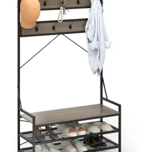 COSTWAY 184 cm Garderobenständer mit Schuhablage in Grau günstig kaufen | limango Meistverkauft