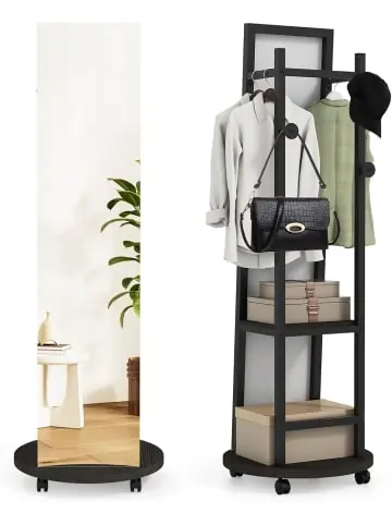 Jetzt Bestellen COSTWAY 2 in 1 Garderobenständer mit Spiegel in Braun günstig kaufen | limango