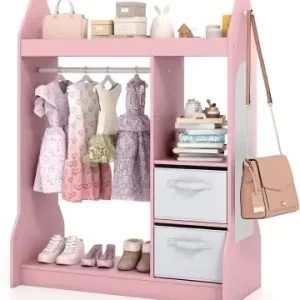 COSTWAY Kindergarderobe mit Spiegel 81 x 38 x 107 cm in Rosa günstig kaufen | limango Angebot