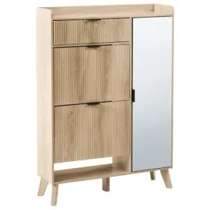 Finale Aktion Beliani Schuhschrank MOONIE in Braun - (W) 84 x (H) 118 x (L) 25 cm günstig kaufen | limango