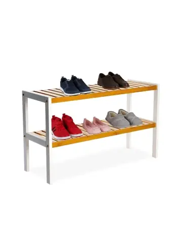 Kracherpreis relaxdays Schuhregal in Natur/ Weiß - (B)70 x (H)33 x (T)26 cm günstig kaufen | limango