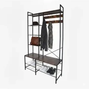 Rabatt relaxdays Garderobe in Schwarz/Dunkelbraun - (B)120 x (H)190 x (T)40 cm günstig kaufen | limango