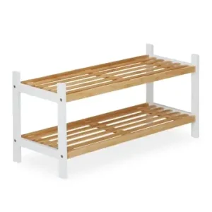 relaxdays Schuhregal in Natur/ Weiß - (B)70 x (H)33 x (T)26 cm günstig kaufen | limango Ausverkauf