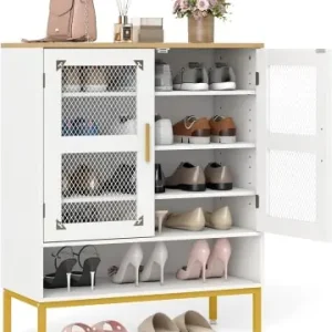 Sale COSTWAY 5-stufiger Schuhschrank mit Maschentüren in Weiß günstig kaufen | limango