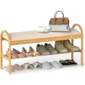 COSTWAY Schuhbank mit Sitzfläche 101 x 31 x 51 cm in Beige günstig kaufen | limango Schnäppchen