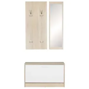 Neuheit KADIMA DESIGN Wand-Garderobe SALERNO mit Spiegel & Schuhschrank Spanplatte sonoma in Sonoma günstig kaufen | limango