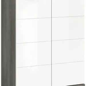 Schneller Versand xonox.home Schuhschrank(B/H/T: 90x120x37 cm) in Rauchsilber und weiß Hochglanz günstig kaufen | limango