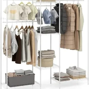 Versand Am Gleichen Tag COSTWAY 2 in 1 Offener Kleiderschrank 188 x 46 x 198 cm in Weiß günstig kaufen | limango