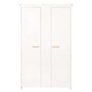 roba Kleiderschrank Anton 2-türig weiß mit Holzgriffen aus Buche fürs Kinderzimmer günstig kaufen | limango Geprüft