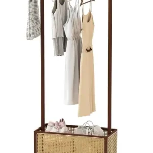COSTWAY Garderobenständer mit PE-Rattan Aufbewahrungskorb & Rollen in Braun günstig kaufen | limango Zertifiziert