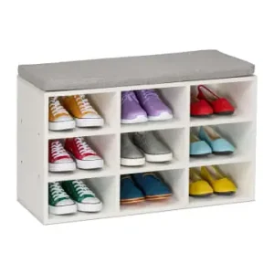 relaxdays Schuhbank in Weiß/ Grau - (B)80 x (H)49,5 x (T)31 cm günstig kaufen | limango Sale