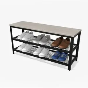 Zertifiziert relaxdays Schuhbank in Hellbraun/ Schwarz - (B)100 x (H)45 x (T)30 cm günstig kaufen | limango