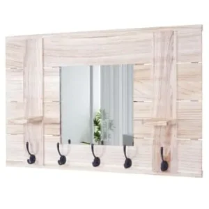 Sonderangebot MCW Wandgarderobe C89 mit Spiegel im Shabby-Look, Naturbraun günstig kaufen | limango