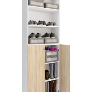 Zertifiziert VCMXL Holz Großer Schuhschrank Schuhkommode Lona 6 in Weiß / Sonoma-Eiche günstig kaufen | limango