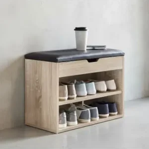 Saisonangebot KADIMA DESIGN Schuhbank CIGNO | Kunstleder Gepolstert, Stauraum, Weiß-Sonoma in Beige günstig kaufen | limango